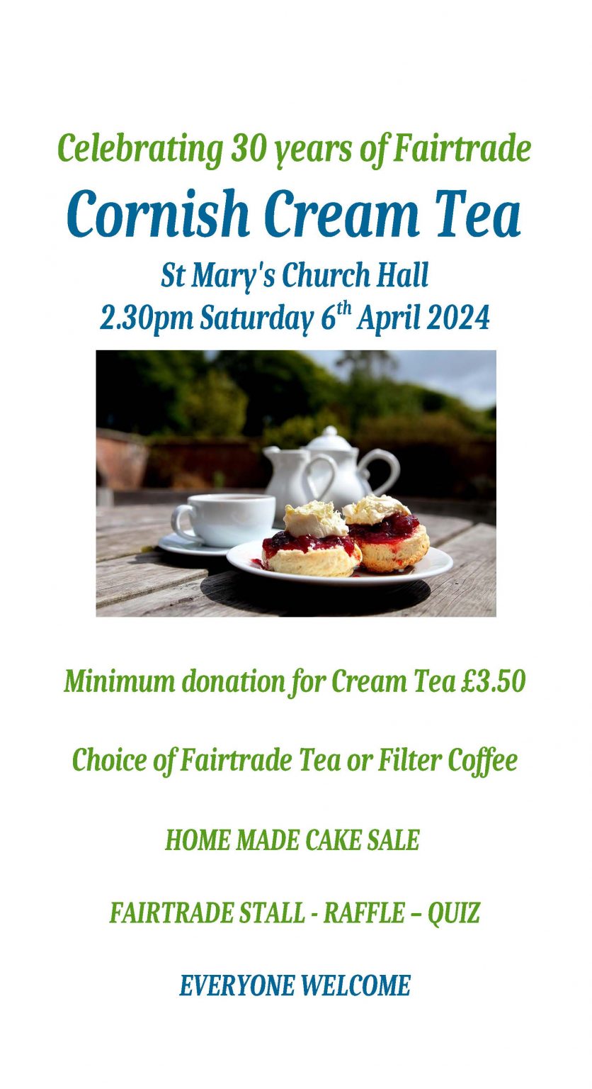 Celebrating 30 years of Fairtrade Cornish Cream Tea 6 Apr, Falmouth