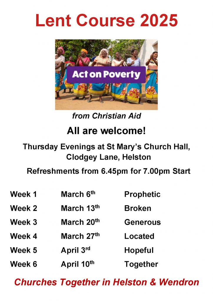[250306] ‘Act on Poverty’ Lent Course : 6 Mar-10 Apr, Helston ...
