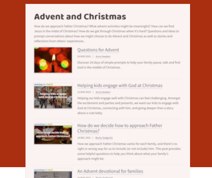 parenting for faith advent resources